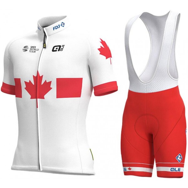 2019 Groupama FDJ Canadian Champion Fietskleding Set Wielershirt Korte Mouw+Korte Fietsbroeken Bib 2019 Groupama FDJ Canadian Champion Fietskleding Set Wielershirt Korte Mouw+Korte Fietsbroeken Bib
