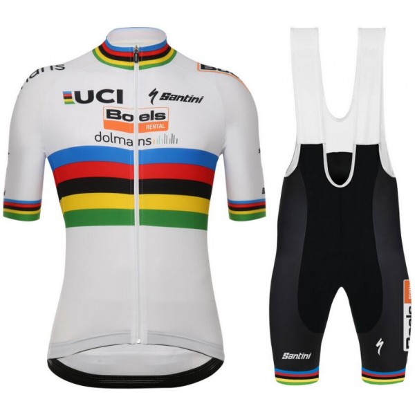 Boels Dolmans 2019 World Champion Fietskleding Set Wielershirt Korte Mouw+Korte Fietsbroeken Bib