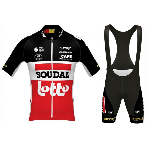 2020 Lotto Soudal Rood Fietskleding Set Fietsshirt Met Korte Mouwen+Korte Koersbroek Bib 188OTBM