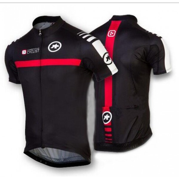 2016 ASSOS Wielershirt Korte Mouw Zwart Wit Rood