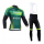 2014 Europcar Fietskleding Wielershirt Lange Mouwen+Lange Fietsbroeken Bib Groen Zwart