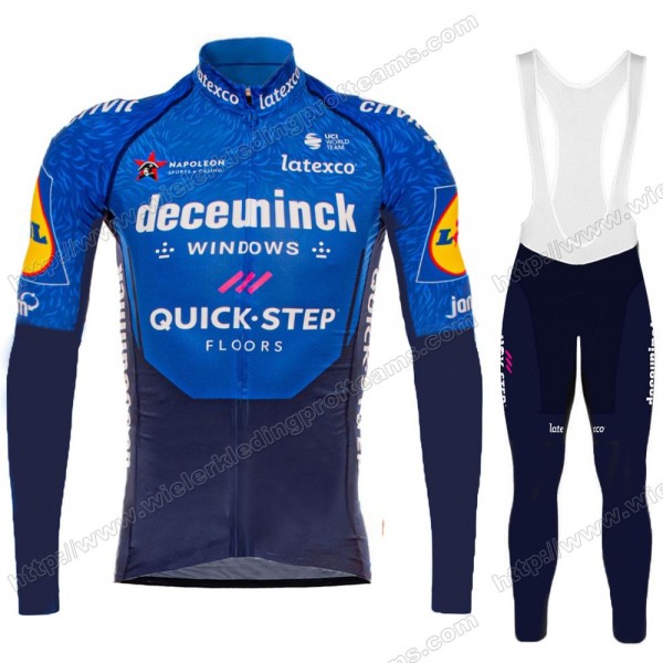 Deceuninck Quick Step Pro Team 2021 Fietskleding Set Wielershirts Lange Mouw+Lange Wielrenbroek Bib GSZWS
