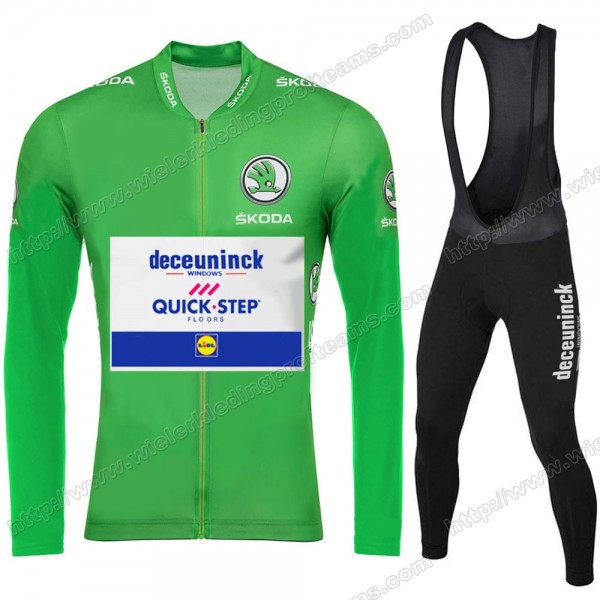 Deceuninck Quick Step 2020 Tour De France Fietskleding Set Wielershirts Lange Mouw+Lange Wielrenbroek Bib DDTFU