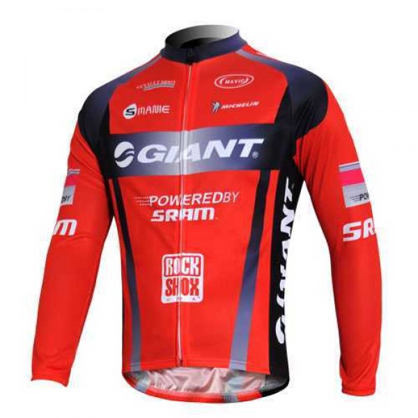 Giant Sram Pro Team Wielershirts Lange Mouwen Rood Zwart