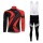 Goedkoop Giant Wielerkleding Set Wielershirt Lange Mouw+Lange Fietsbroeken Bib Rood Zwart
