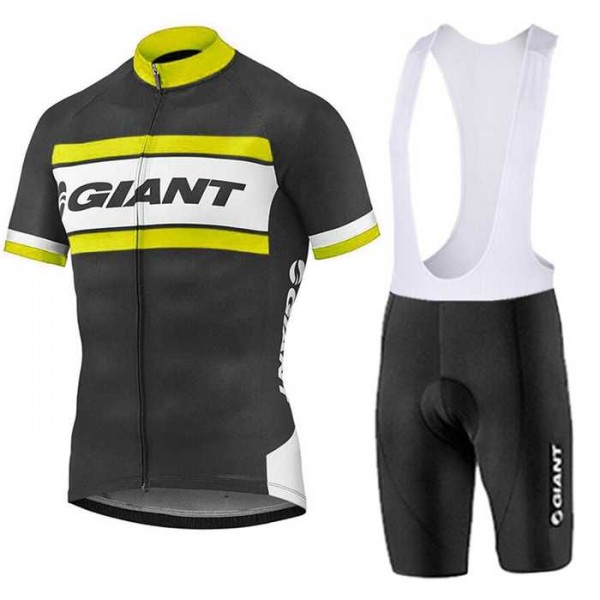 2016-2017 Giant Fietskleding Set Fietsshirt Met Korte Mouwen+Korte Koersbroek Geel 02