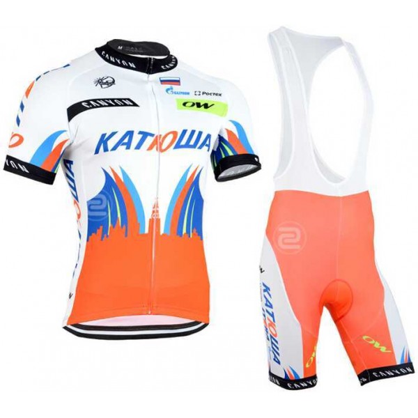 2015 Katusha Fietskleding Set Fietsshirt Met Korte Mouwen+Korte Koersbroek Rood