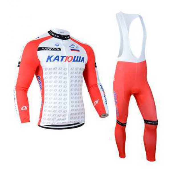 2014 Katusha Wielershirt Lange Mouwen+Lange Fietsbroeken Bib Rood Wit 2014 Katusha Wielershirt Lange Mouwen+Lange Fietsbroeken Bib Rood Wit
