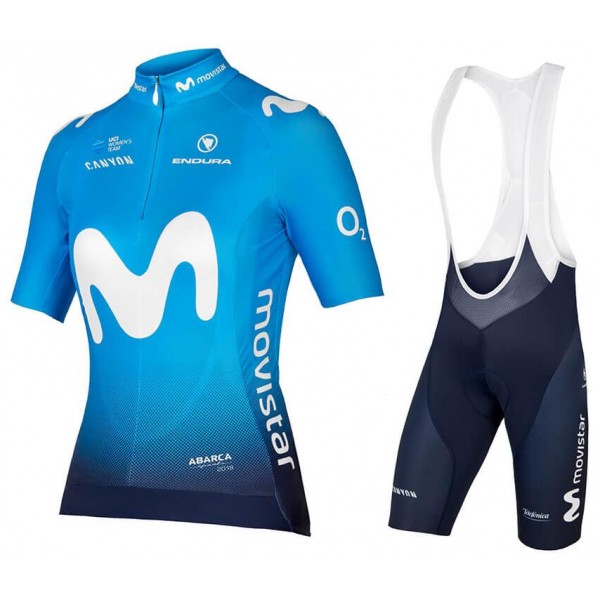 MOVISTAR TEAM 2018 Dame Fietskleding Set Wielershirt Korte Mouw+Korte Fietsbroeken Bib