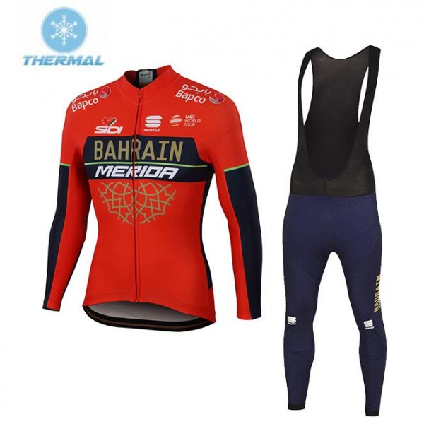 Bahrain Merida 2018 Winter Fietskleding Wielershirt Lange Mouw+Lange Fietsbroeken Bib Bahrain Merida 2018 Winter Fietskleding Wielershirt Lange Mouw+Lange Fietsbroeken Bib