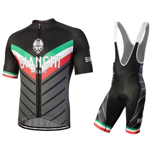 Bianchi Milano Tiera Black Fietskleding Set Wielershirt Korte Mouwen+Korte Fietsbroeken Bib Bianchi Milano Tiera Black Fietskleding Set Wielershirt Korte Mouwen+Korte Fietsbroeken Bib
