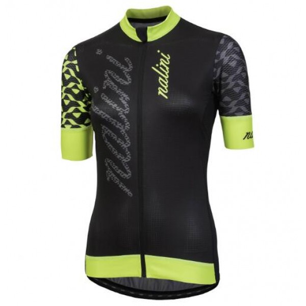 Nalini AHS Stilosa Black/Yellow Dames Wielershirt Korte Mouw