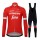 Trek Segafredo 2018 Rood Fietskleding Set Wielershirt Lange Mouw+Lange Fietsbroeken Bib
