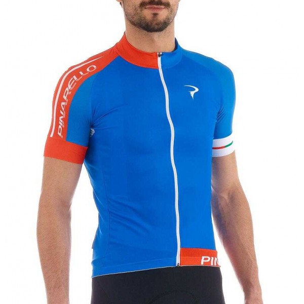 2016 Pinarello Wielershirt Korte Mouw Blauw Rood