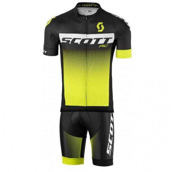 2016-2017 Scott RC Fietskleding Set Fietsshirt Met Korte Mouwen+Korte Koersbroek Geel