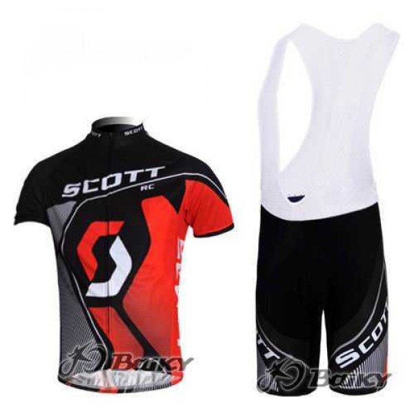 Scott Racing Teams Fietskleding Set Fietsshirt Met Korte Mouwen+Korte Koersbroek Zwart Rood