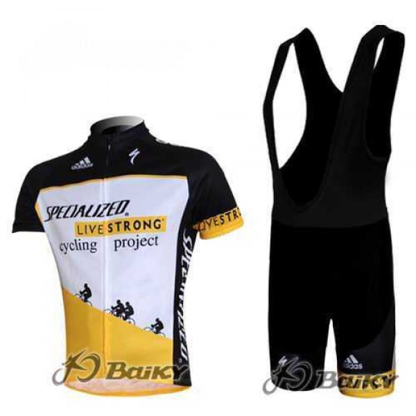 Specialized Livestrong Fietskleding Set Fietsshirt Met Korte Mouwen+Korte Koersbroek Wit Geel