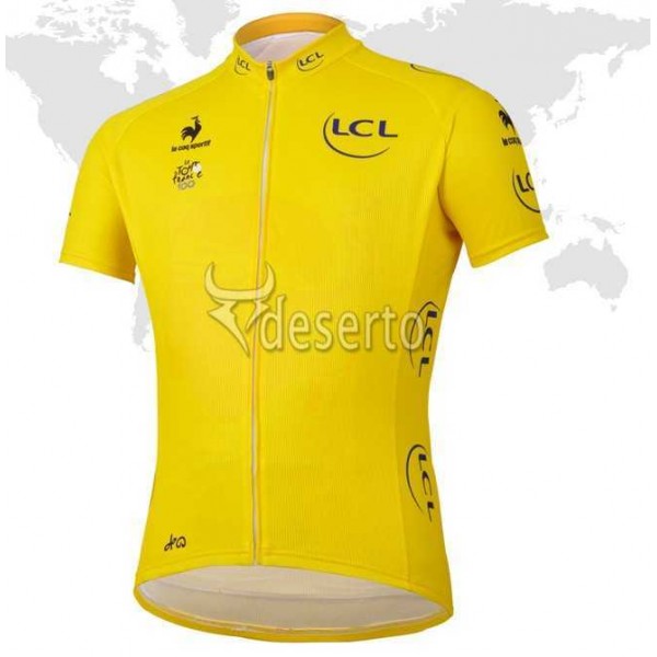 Tour De France Le Coq Sportif Gele Wielershirt Met Korte Mouwen Tour De France Le Coq Sportif Gele Wielershirt Met Korte Mouwen