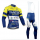 2014 FANTINI Fietskleding Wielershirt Lange Mouwen+Lange Fietsbroeken Bib Blauw Geel Wit